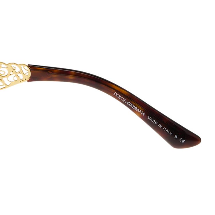 Pre Owned Dolce and Gabbana Havana DG4212 Filigree Cat Eye Sunglasses
