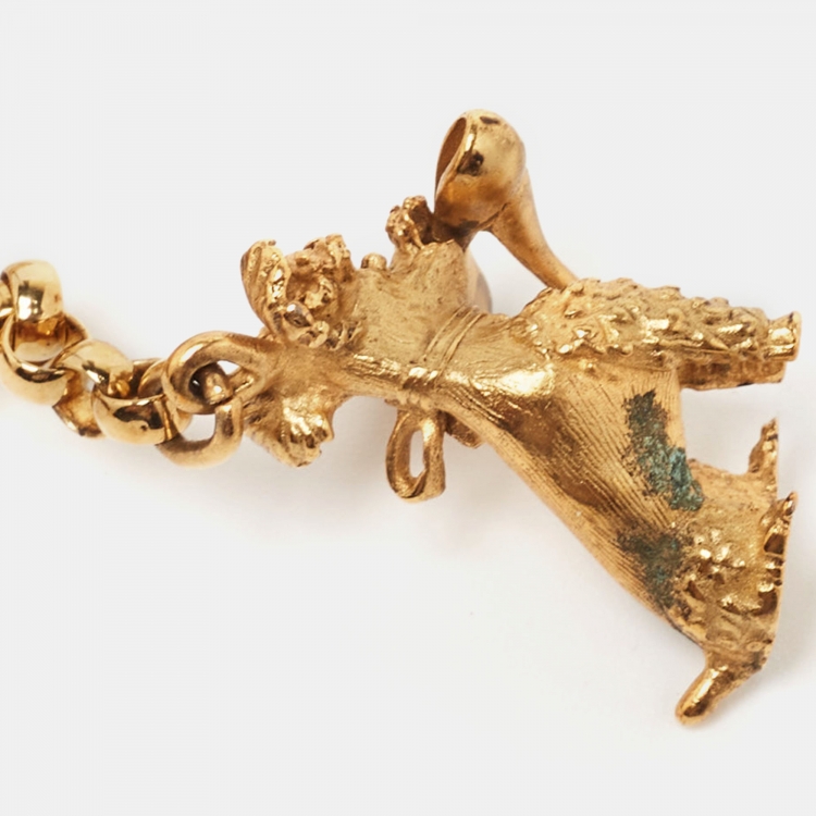 Pre Owned Dolce & Gabbana Brown Leopard Print Calfhair Mirror and Key Bag Charm