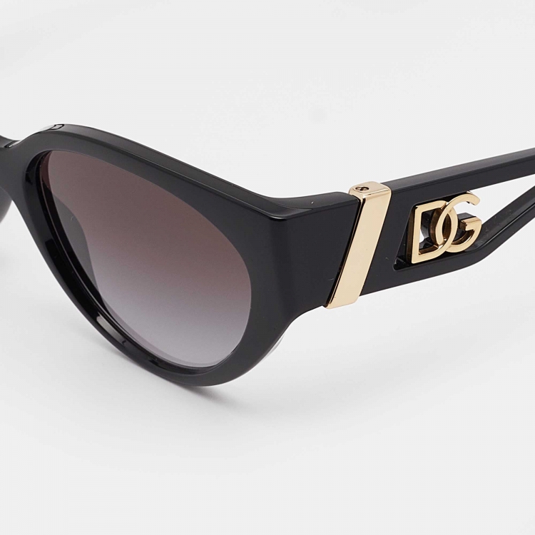 Pre Owned Dolce & Gabbana Black Gradient DG6146 Logo Cat Eye Sunglasses