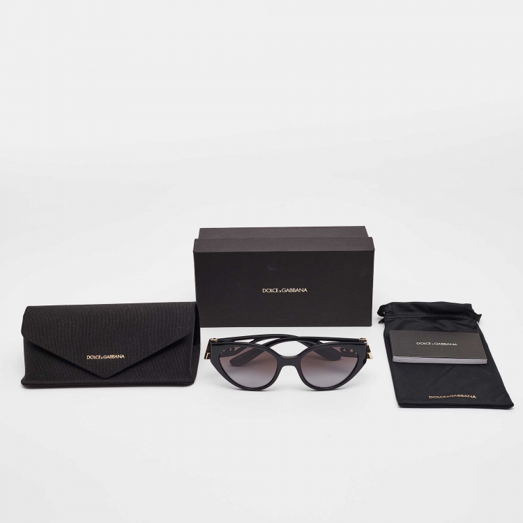 Pre Owned Dolce & Gabbana Black Gradient DG6146 Logo Cat Eye Sunglasses