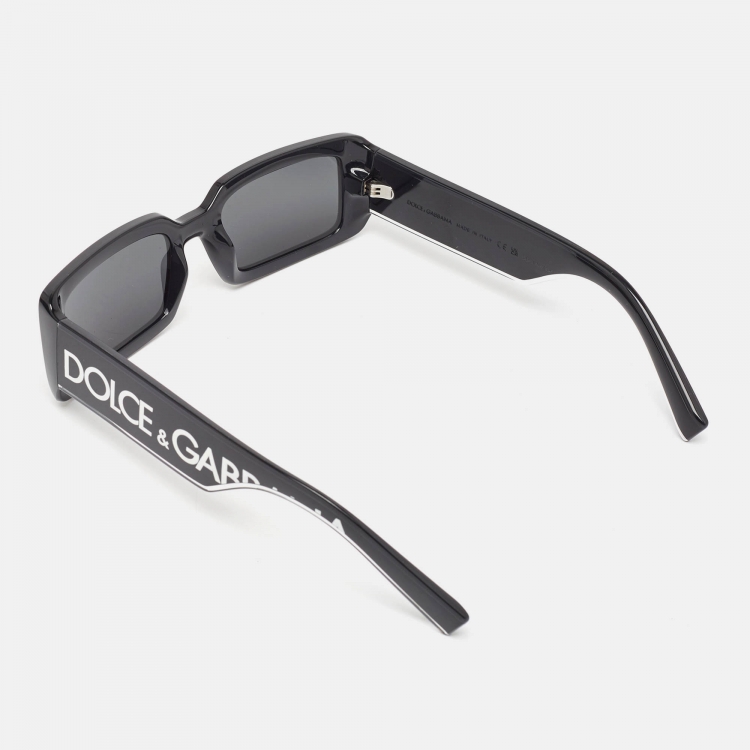 Pre Owned Dolce & Gabbana Black/White DG6187 Rectangle Sunglasses