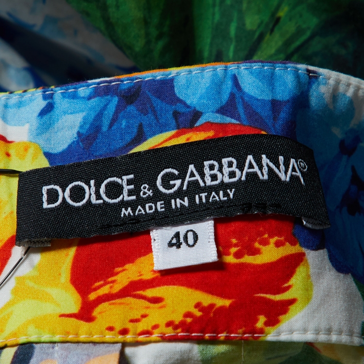 Pre Owned Dolce & Gabbana Multicolor Floral Print Cotton Tiered Maxi Skirt S 