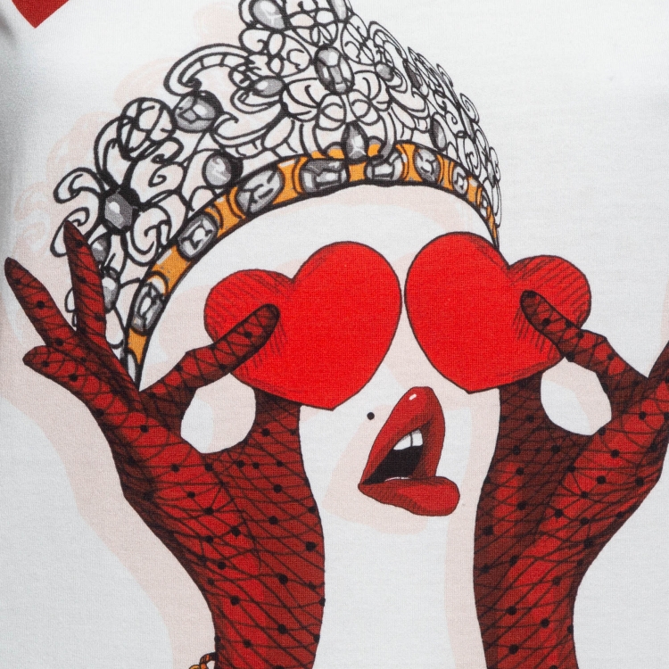 Pre Owned Dolce & Gabbana White Queen of Hearts Print Cotton Tank Top XS