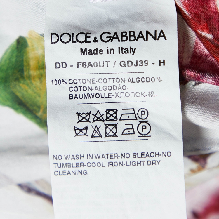 Pre Owned Dolce & Gabbana White Floral Print Cotton Ruffled Dress L