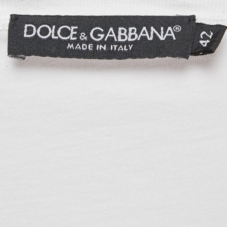 Pre Owned Dolce & Gabbana White Madonna Printed Cotton Knit T-Shirt M