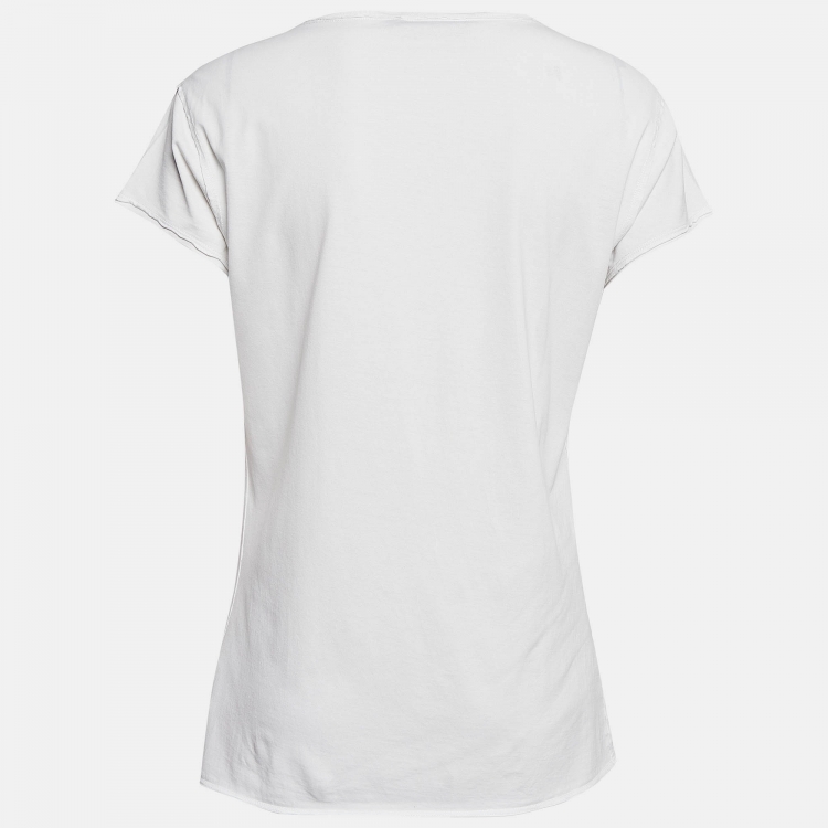 Pre Owned Dolce & Gabbana White Madonna Printed Cotton Knit T-Shirt M