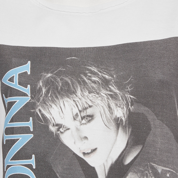 Pre Owned Dolce & Gabbana White Madonna Printed Cotton Knit T-Shirt M