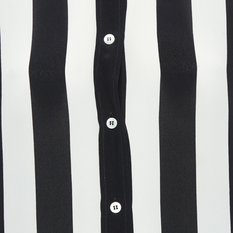 Pre Owned Dolce & Gabbana Black/White Striped Silk Shirt Dress M
