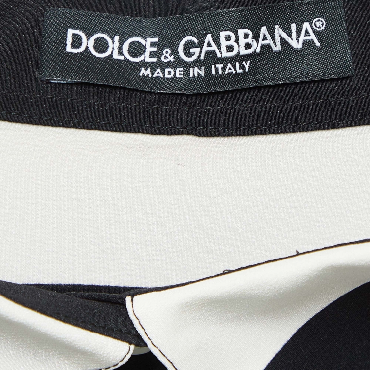 Pre Owned Dolce & Gabbana Black/White Striped Silk Shirt Dress M