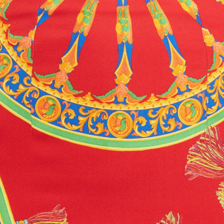 Pre Owned Dolce & Gabbana Red Printed Crepe High Waist Mini Skirt S