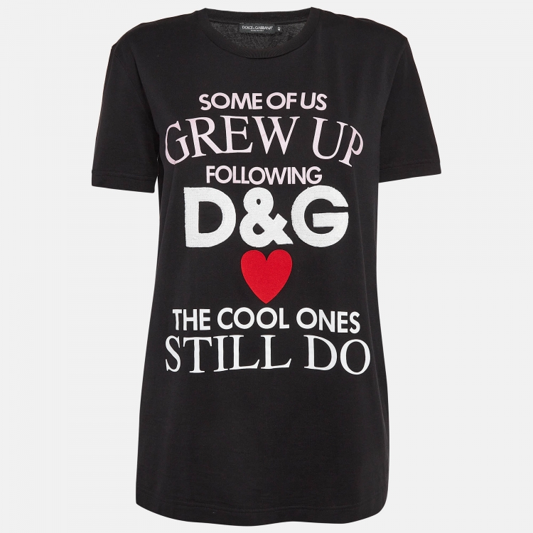 Pre Owned Dolce & Gabbana Black Sequined Cotton T-shirt S