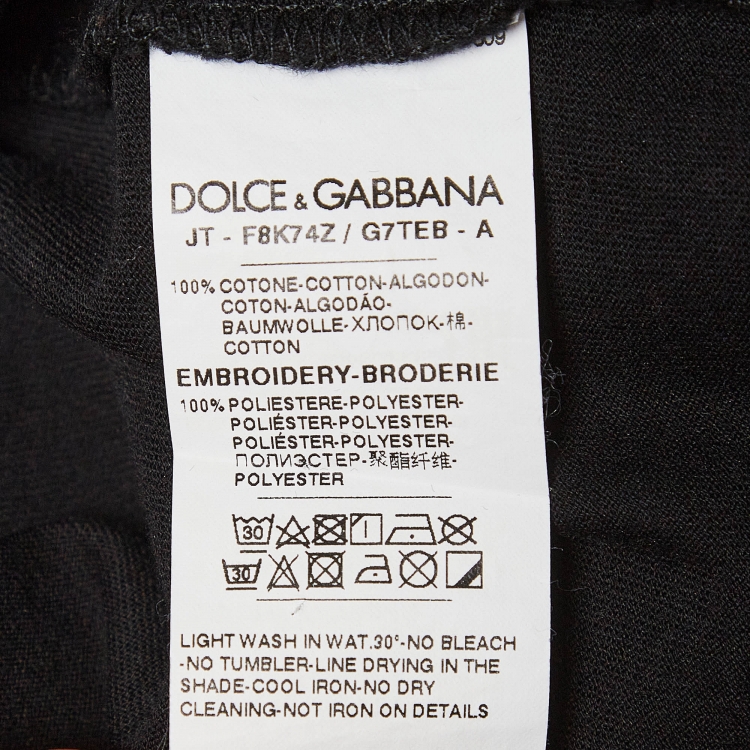 Pre Owned Dolce & Gabbana Black Sequined Cotton T-shirt S