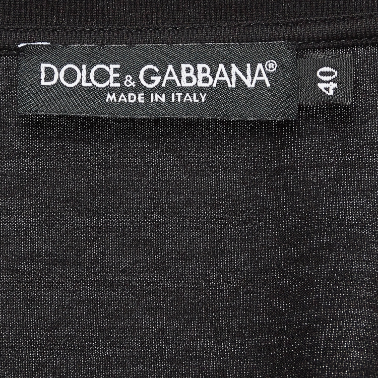 Pre Owned Dolce & Gabbana Black Sequined Cotton T-shirt S