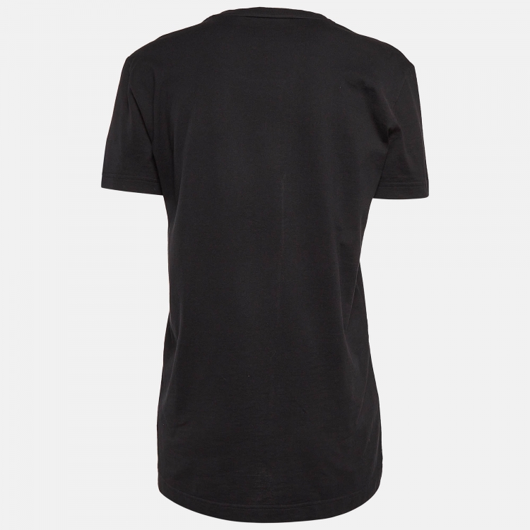 Pre Owned Dolce & Gabbana Black Sequined Cotton T-shirt S