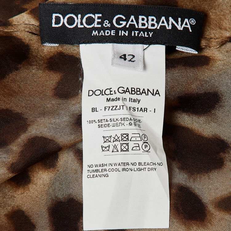 Pre Owned Dolce & Gabbana Brown Animal Print Skirt and Top Set M