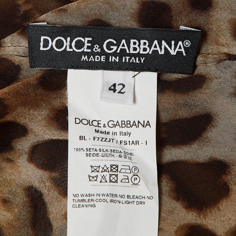 Pre Owned Dolce & Gabbana Brown Animal Print Skirt and Top Set M