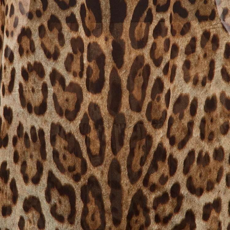 Pre Owned Dolce & Gabbana Brown Animal Print Skirt and Top Set M