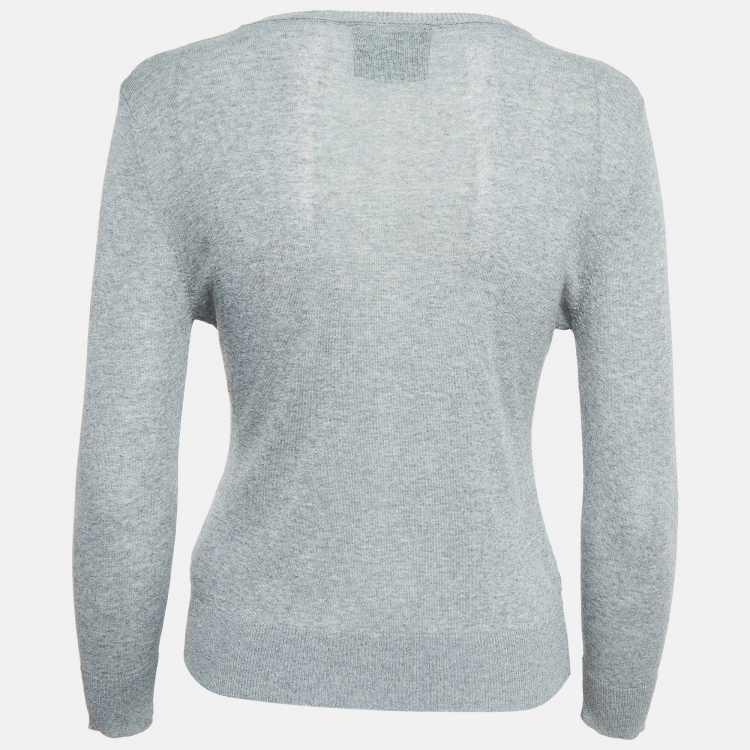 Pre Owned D&G Grey Cotton Knit Tie-Up Cardigan M