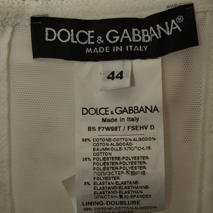 Pre Owned Dolce & Gabbana White Rose Print Poplin Crop Top M