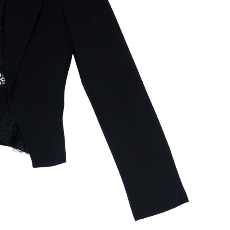 Pre Owned Dolce and Gabbana Black Blazer With Lace Insert S