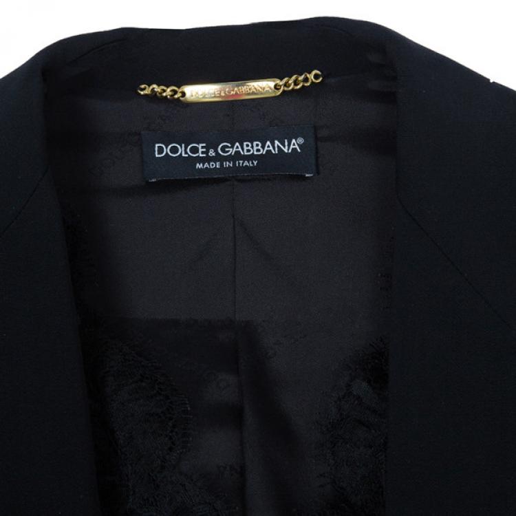 Pre Owned Dolce and Gabbana Black Blazer With Lace Insert S