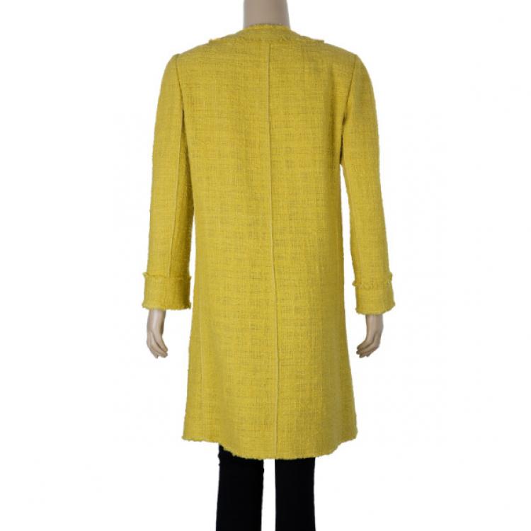 Pre Owned Dolce and Gabbana Yellow Tweed Coat M