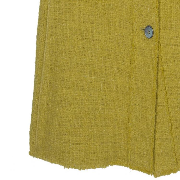 Pre Owned Dolce and Gabbana Yellow Tweed Coat M