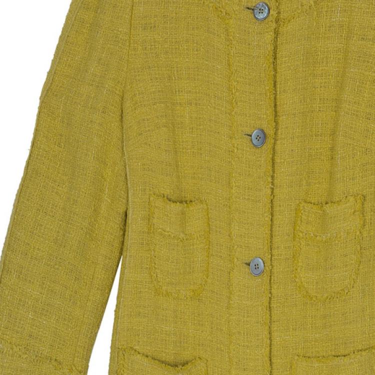 Pre Owned Dolce and Gabbana Yellow Tweed Coat M
