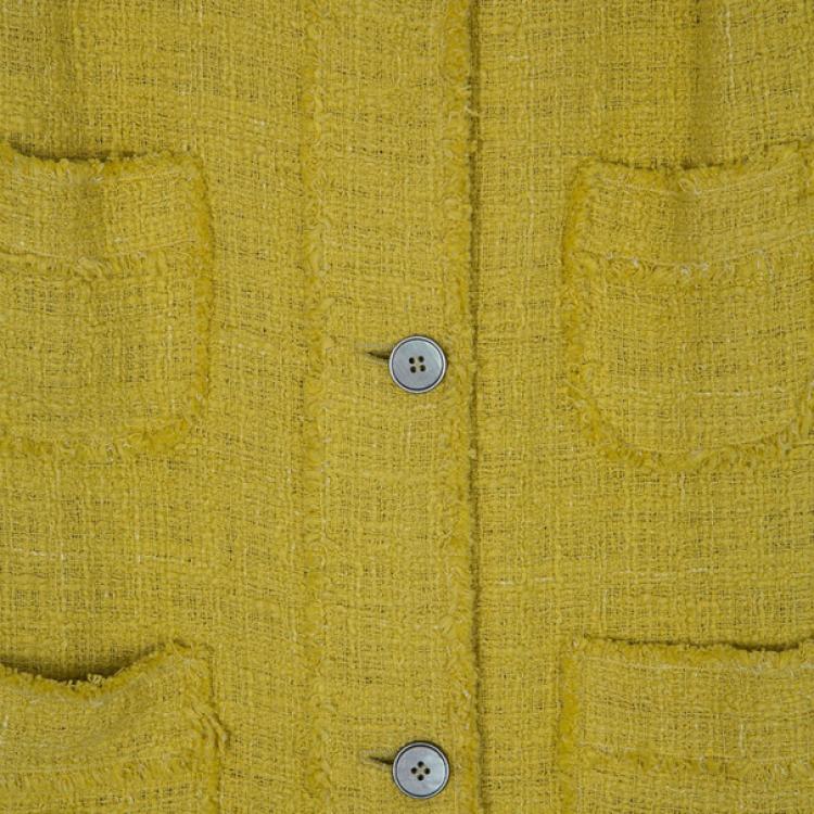 Pre Owned Dolce and Gabbana Yellow Tweed Coat M