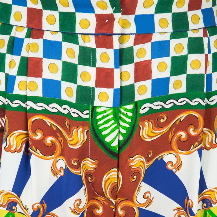 Pre Owned Dolce and Gabbana Multicolor Carretto Printed Silk Culottes M