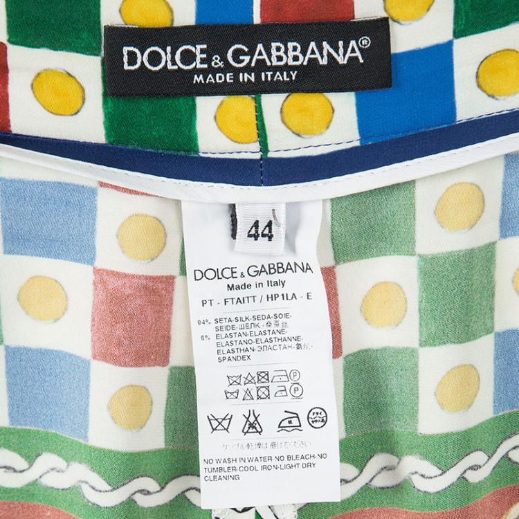 Pre Owned Dolce and Gabbana Multicolor Carretto Printed Silk Culottes M