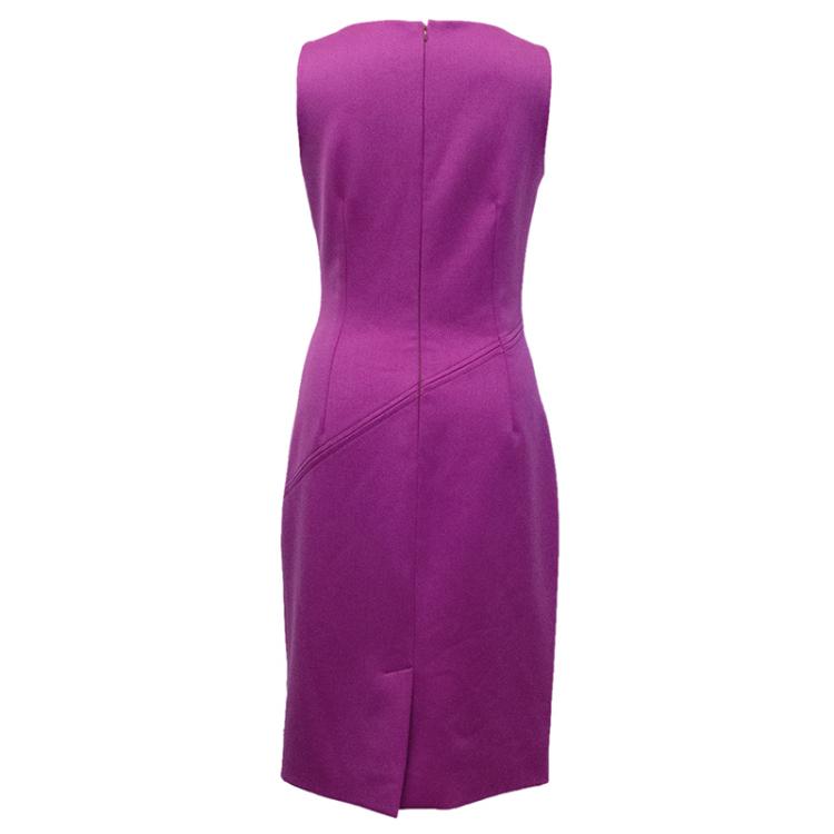Pre Owned Dolce & Gabbana Plum Sleeveless Wool Dress M