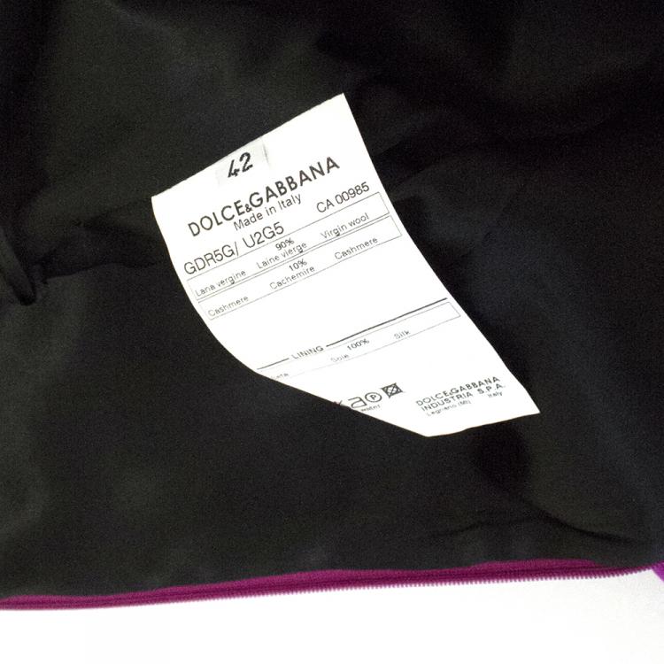 Pre Owned Dolce & Gabbana Plum Sleeveless Wool Dress M