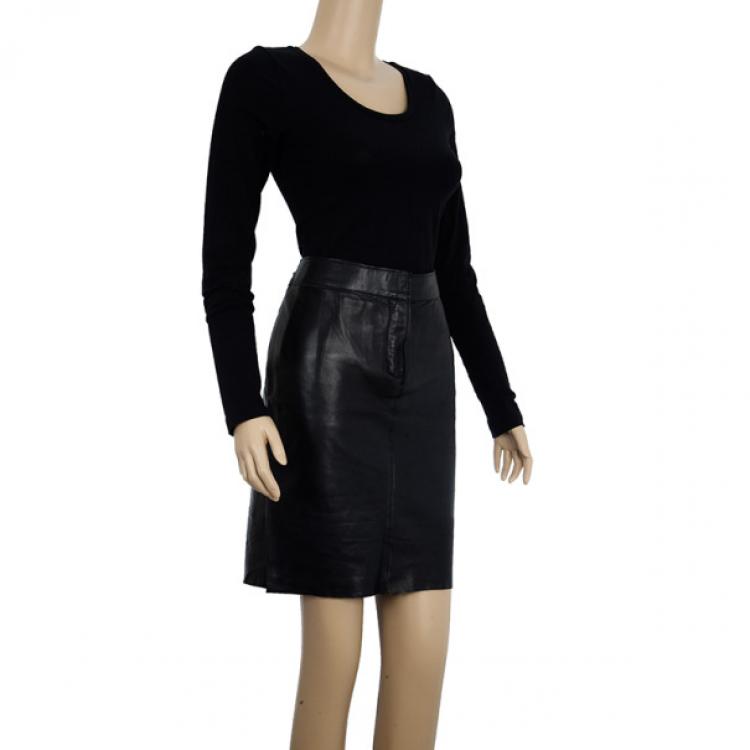Pre Owned Dolce and Gabbana Leather Skirt M