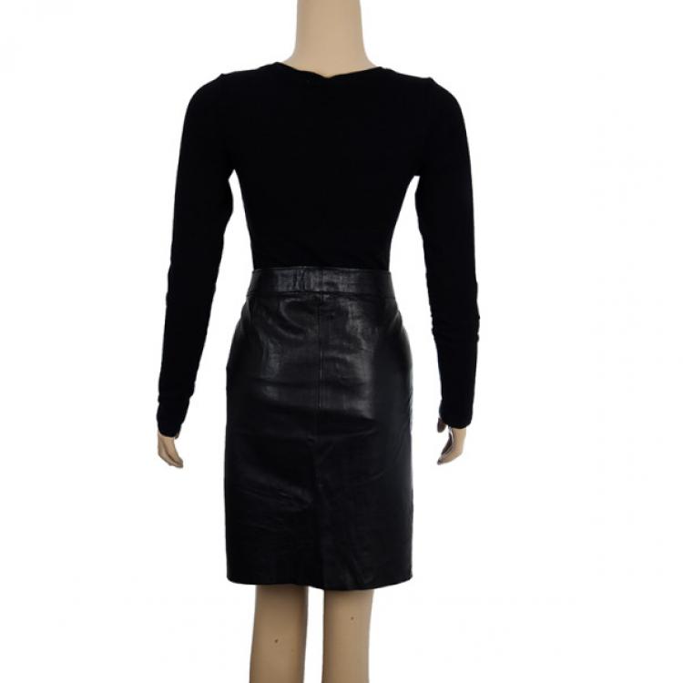 Pre Owned Dolce and Gabbana Leather Skirt M