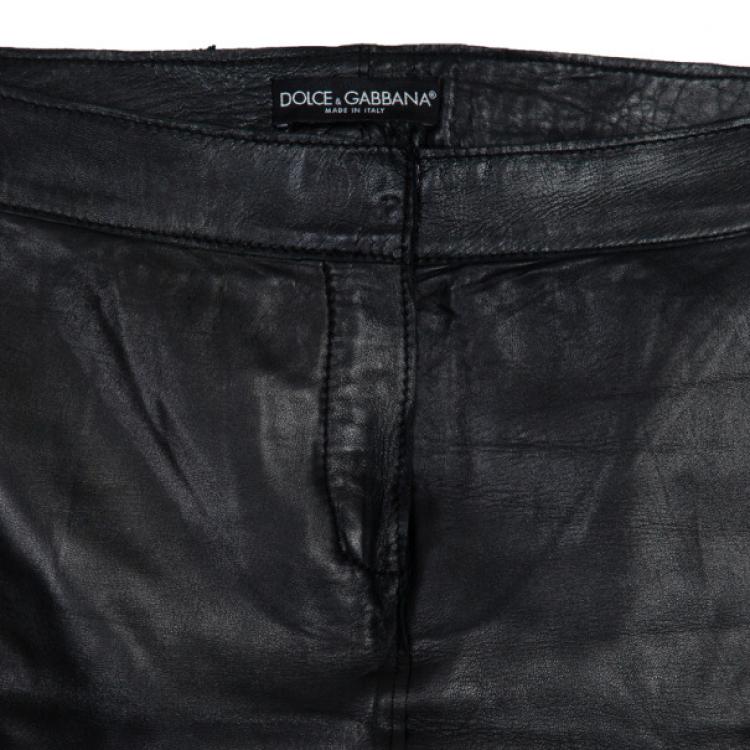Pre Owned Dolce and Gabbana Leather Skirt M