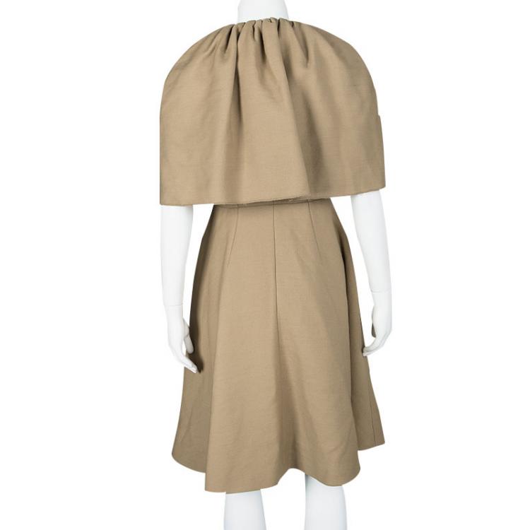 Pre Owned Dolce and Gabbana FW'12 Barouque Collection Brown Wool Cape Detail Dress Coat S