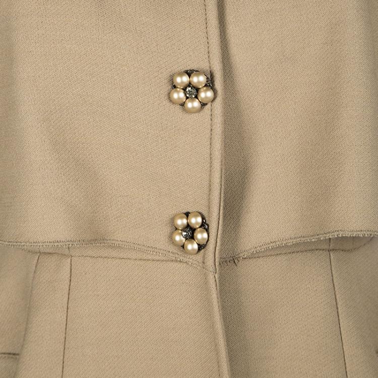 Pre Owned Dolce and Gabbana FW'12 Barouque Collection Brown Wool Cape Detail Dress Coat S
