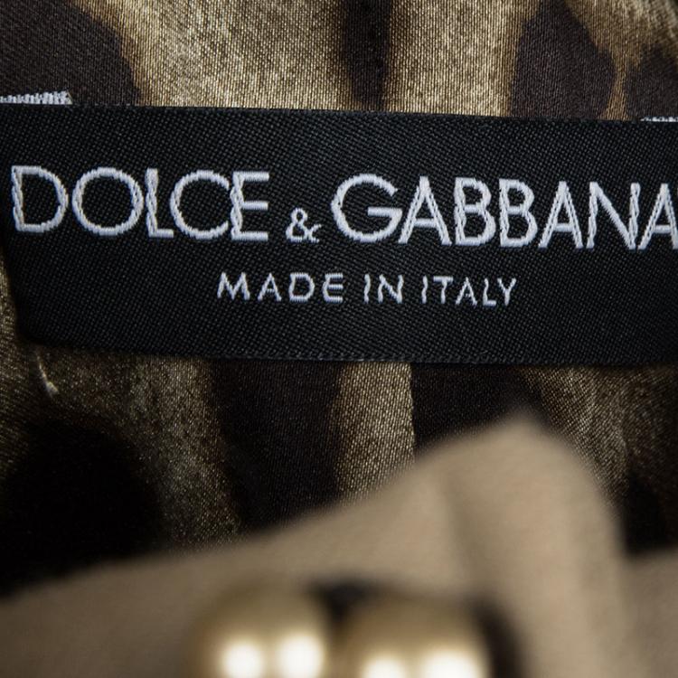 Pre Owned Dolce and Gabbana FW'12 Barouque Collection Brown Wool Cape Detail Dress Coat S