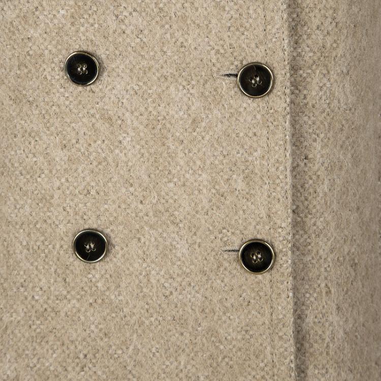 Pre Owned Dolce and Gabbana Beige Mohair Alpaca Blend Double Breasted Overcoat S