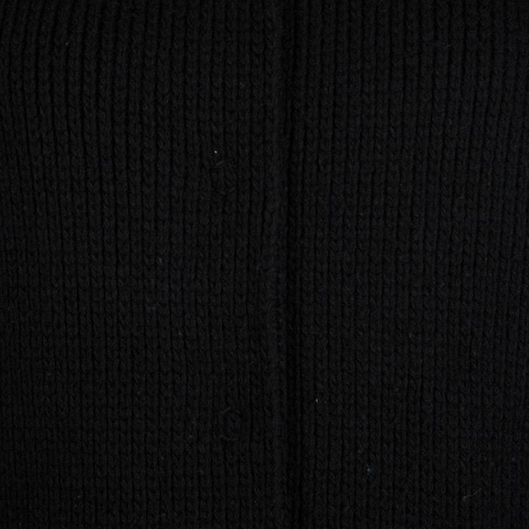 Pre Owned Dolce and Gabbana Black Wool Contrast Silk Trim Detail Long Coat M