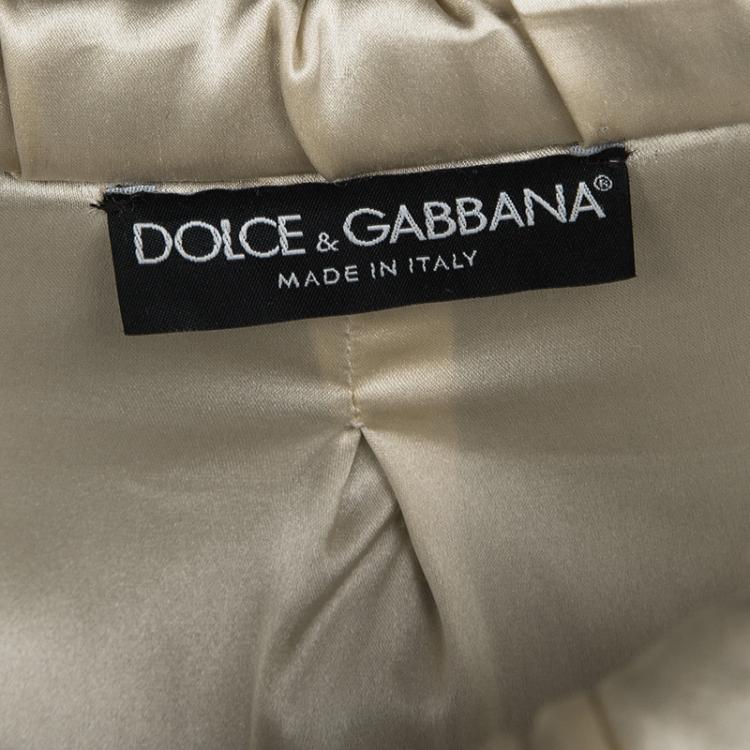Pre Owned Dolce and Gabbana Black Wool Contrast Silk Trim Detail Long Coat M