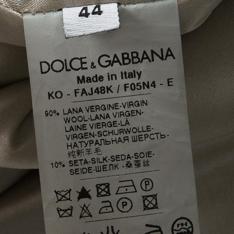 Pre Owned Dolce and Gabbana Black Wool Contrast Silk Trim Detail Long Coat M