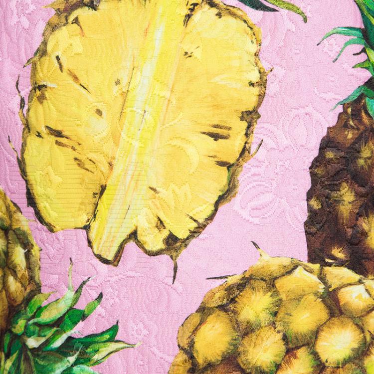 Pre Owned Dolce and Gabbana Pink Jacquard Pineapple Print Sleeveless Dress  S