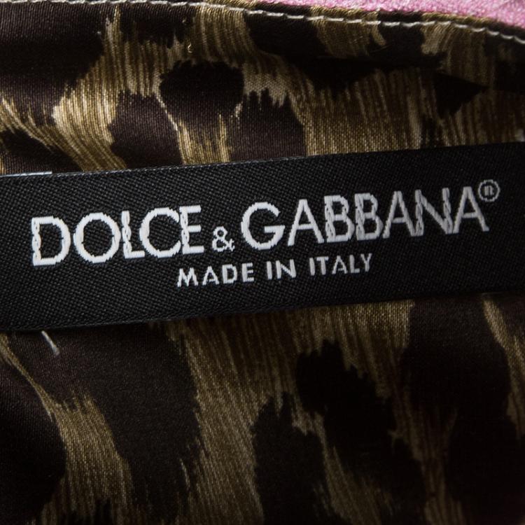 Pre Owned Dolce and Gabbana Pink Jacquard Pineapple Print Sleeveless Dress  S