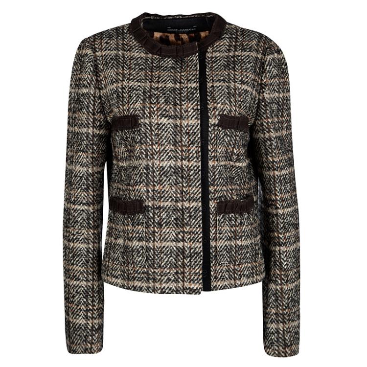 Pre Owned Dolce and Gabbana Multicolor Wool Herringbone Pattern Jacket M