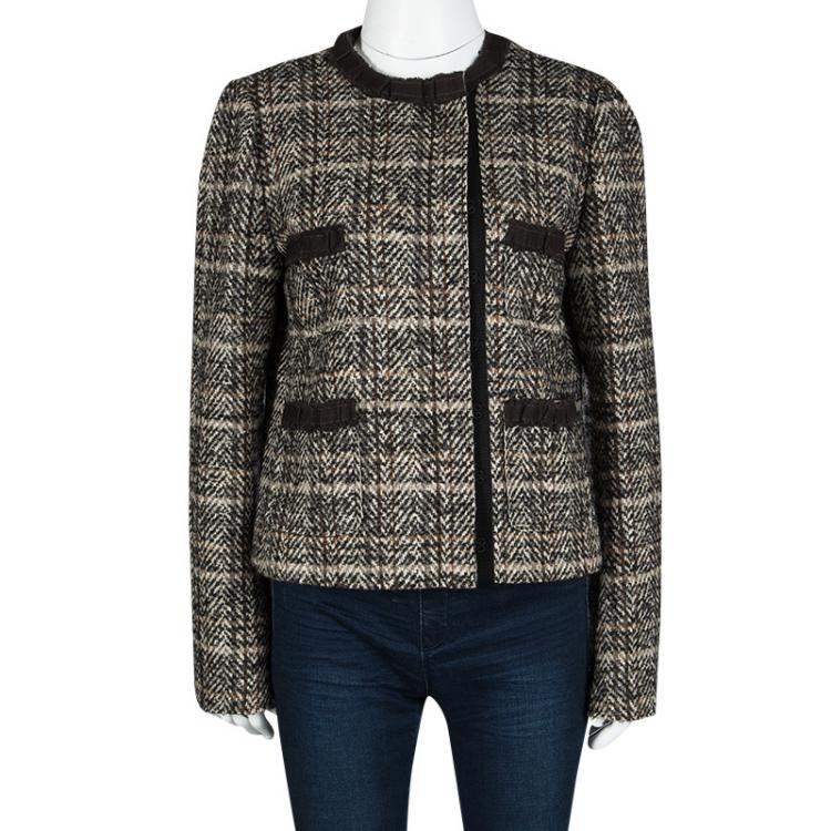 Pre Owned Dolce and Gabbana Multicolor Wool Herringbone Pattern Jacket M