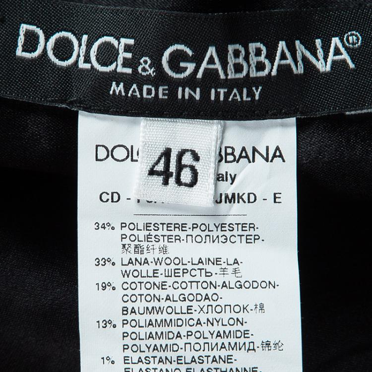 Pre Owned Dolce and Gabbana Black Textured Jacquard Sleeveless Dress L