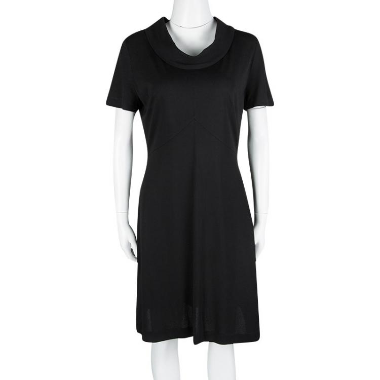 Pre Owned Dolce and Gabbana Black Knit Short Sleeve Dress L