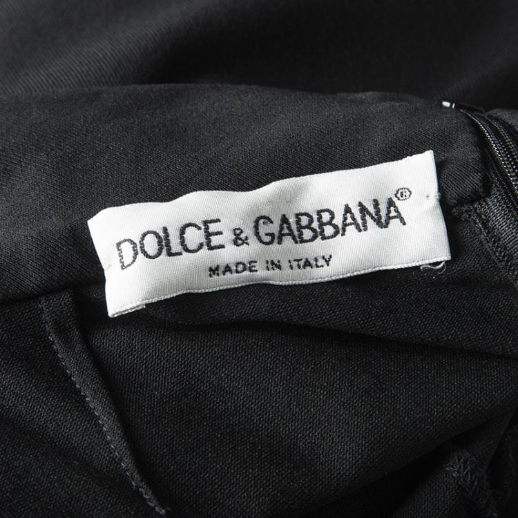 Pre Owned Dolce and Gabbana Black Knit Short Sleeve Dress L